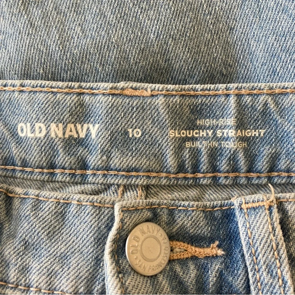 Old Navy High Rise Slouchy Straight Leg Light Blue Jeans Girl Size 10